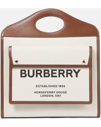 Burberry Mittelgroße Pocket Bag in Zweitonoptik aus Canvas und Leder - Braun