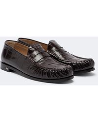 Max Mara - Croc-Effect Leather Penny Loafers - Lyst