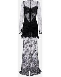 Alessandra Rich - Sheer Cotton-Blend Lace Gown - Lyst
