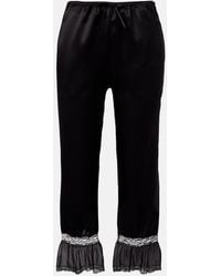 Saint Laurent - Lace-Trimmed Silk Satin Wide-Leg Pants - Lyst