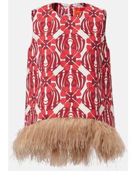 La DoubleJ - La Scala Feather-Trimmed Cotton Top - Lyst
