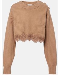 Chloé - Lace-Trimmed Wool And Cashmere Sweater - Lyst