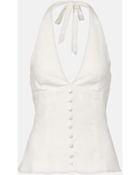 Faithfull the Brand - Marie Shirred Halterneck Linen Top - Lyst