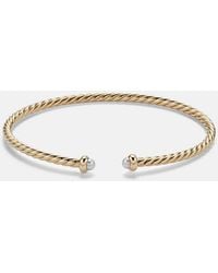 David Yurman - Cablespira Flex Micro 18Kt Cuff Bracelet With Pearls - Lyst