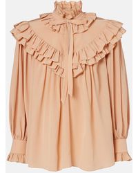 Chloé - Ruffled Silk Crepe De Chine Blouse - Lyst