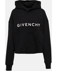 Givenchy - Cropped Cotton Fleece Sweatshirt - Lyst