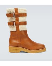 Christian Louboutin - Stiefel Aus Leder Mit Shearling - Lyst