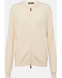 Loro Piana - Leather-trimmed Cashmere And Silk Cardigan - Lyst