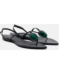 Alaïa - Embellished Patent Leather Thong Sandals - Lyst