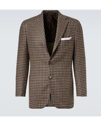 Kiton - Blazer De Lana, Seda Y Lino A Cuadros - Lyst