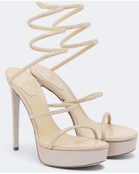 Rene Caovilla - Cleo Embellished Satin Platform Sandals - Lyst