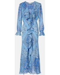 RIXO London - Vestido Largo Gracye De Seda Con Volantes - Lyst
