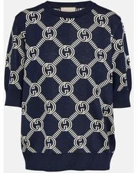 Gucci - Top Gg En Jacquard De Laine Melangee - Lyst