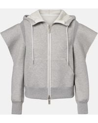 Sacai - Cutout Cotton-Blend Fleece Hoodie - Lyst