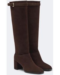 Prada - Suede Knee-High Boots - Lyst