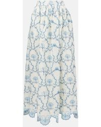 Agua Bendita - Tangelo Floral Linen Maxi Skirt - Lyst