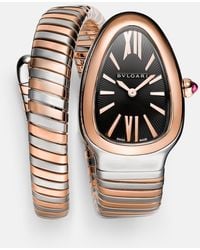 BVLGARI - Serpenti Tubogas 35Mm 18Kt Rose And Stainless Steel Watch - Lyst