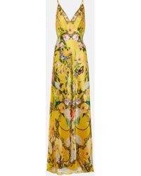 CAMILLA - Floral Silk Satin Slip Dress - Lyst