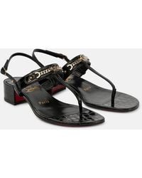 Christian Louboutin - Mj Thong Croc-Effect Leather Sandals - Lyst