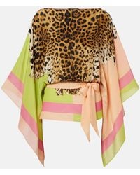 Roberto Cavalli - Printed Silk Top - Lyst
