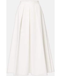 Elie Saab - Cotton Popeline Midi Skirt - Lyst