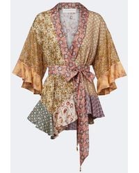 Zimmermann - Fairlight Printed Silk Habotai Wrap Top - Lyst