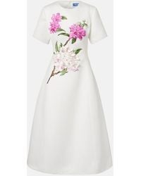 LEO LIN - Caroline Floral-Applique Midi Dress - Lyst