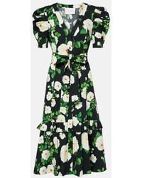 Carolina Herrera - Floral Cotton-Blend Midi Dress - Lyst