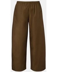 KHAITE - Roma Cotton Poplin Wide-Leg Pants - Lyst