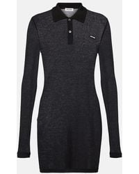 Miu Miu - Ribbed-Knit Cotton Jersey Polo Dress - Lyst