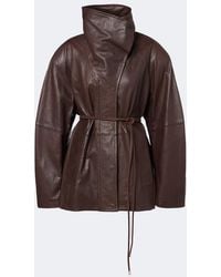 Sportmax - Belted Leather Jacket - Lyst