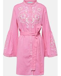 Melissa Odabash - Everly Embroidered Cotton And Linen Minidress - Lyst