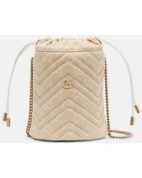Gucci - Gg Marmont Mini Denim Bucket Bag - Lyst