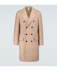 Brunello Cucinelli Zweireihiger Mantel aus Schurwolle - Natur