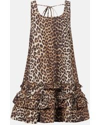 Ganni - Dress With Animal Print - Lyst