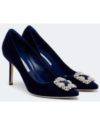Manolo Blahnik - Hangisi 90 Embellished Velvet Pumps - Lyst