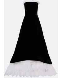 Costarellos - Laurette Lace-Trimmed Velvet Bustier Gown - Lyst