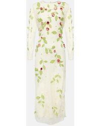 Markarian - Avelina Embroidered Cotton Lace Midi Dress - Lyst