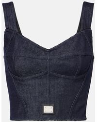 Dolce & Gabbana - Bustier-Top Aus Denim - Lyst