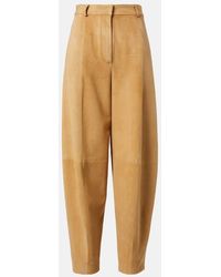 Loro Piana - High-Rise-Hose Aus Veloursleder - Lyst