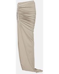 Rick Owens - Ruched Cotton Jersey Maxi Skirt - Lyst