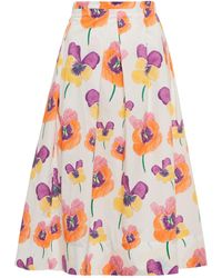 Marni Falda midi en popelín de algodón floral - Multicolor