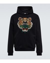 KENZO Logo Embroidered Cotton Hoodie - Multicolour
