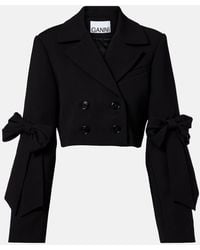 Ganni - Double-Breasted Cropped Blazer - Lyst