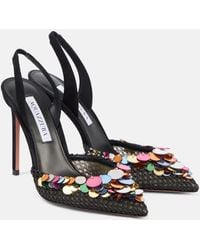 Aquazzura - Can Can 105 Suede Slingback Pump - Lyst