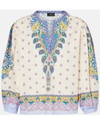 Etro - Floral Printed Cotton Blouse With Balloon Sleeves - Lyst
