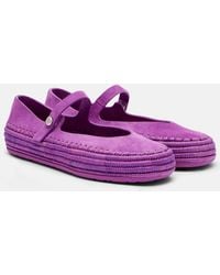 Loewe - Paula's Ibiza Rio Suede Mary Jane Flats - Lyst