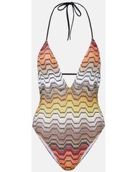 Missoni - Halterneck Lame Swimsuit - Lyst