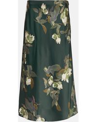 Vince - Floral Silk Satin Midi Skirt - Lyst