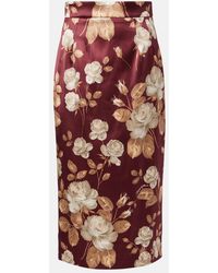 Dolce & Gabbana - Floral High-Rise Satin Midi Skirt - Lyst